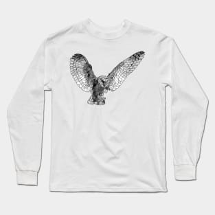 Sketchy Geometric Owl Flying Long Sleeve T-Shirt